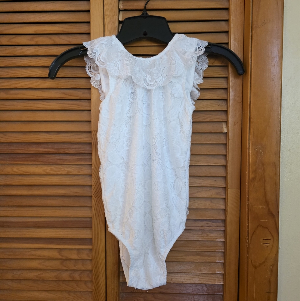NWT Bailey's Bottoms Girls Floral Lace Leotard Bodysuit Size 4T